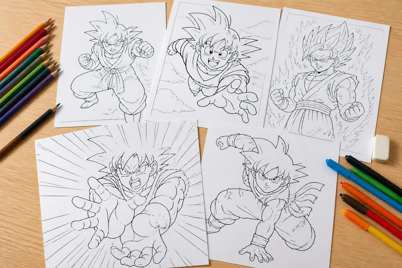 découvrez notre sélection de coloriages sangoku à imprimer pour redonner vie au héros emblématique de dragon ball. amusez-vous à colorier vos scènes préférées et laissez libre cours à votre créativité !