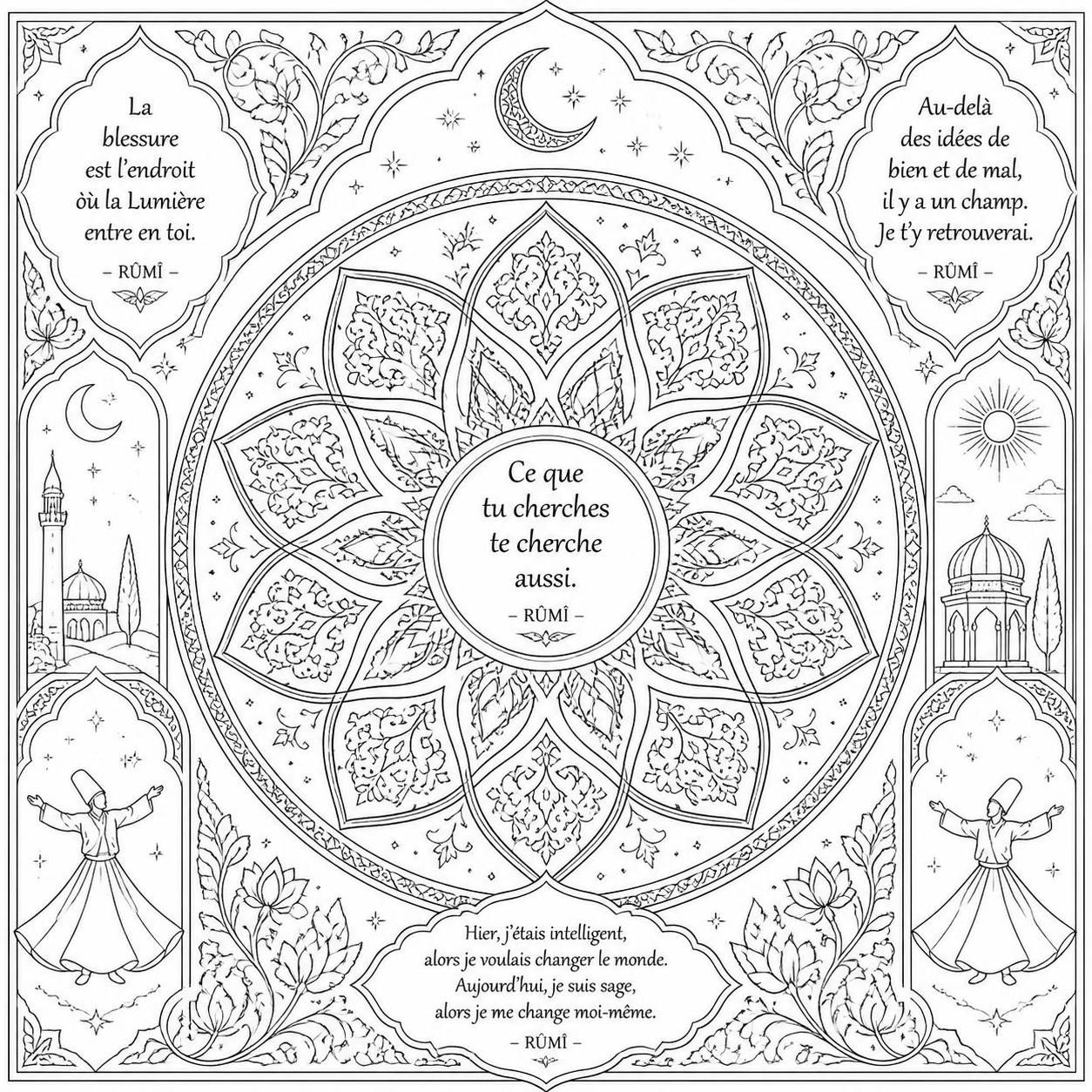 découvrez le coloriage rumi, une expérience créative qui vous plonge dans les motifs enchanteurs de l’orient mystique pour stimuler votre imagination et votre sérénité.