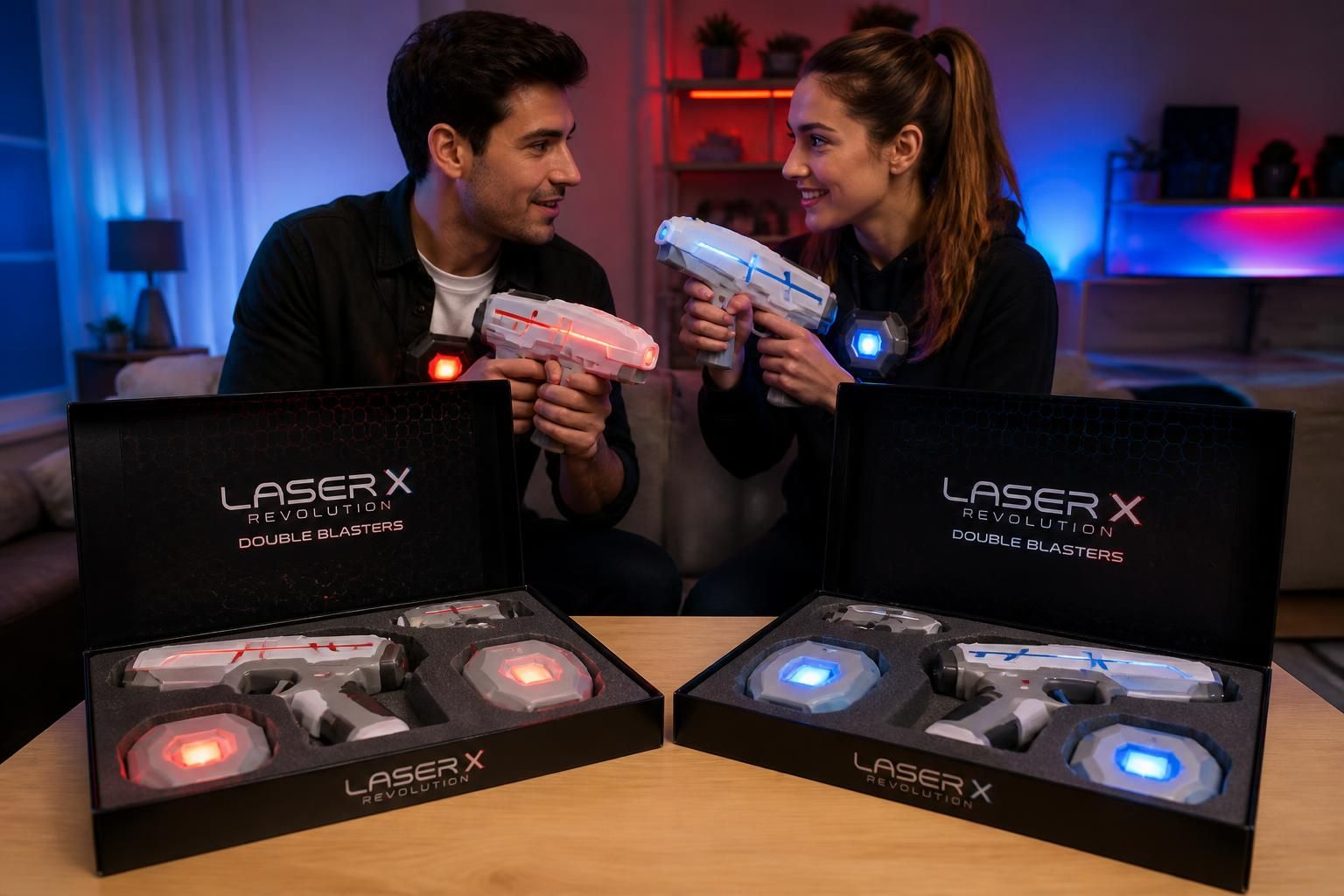 découvrez le laser x laser gaming set, des coffrets conçus pour des parties palpitantes à deux joueurs. parfait pour des duels intenses et amusants en famille ou entre amis.