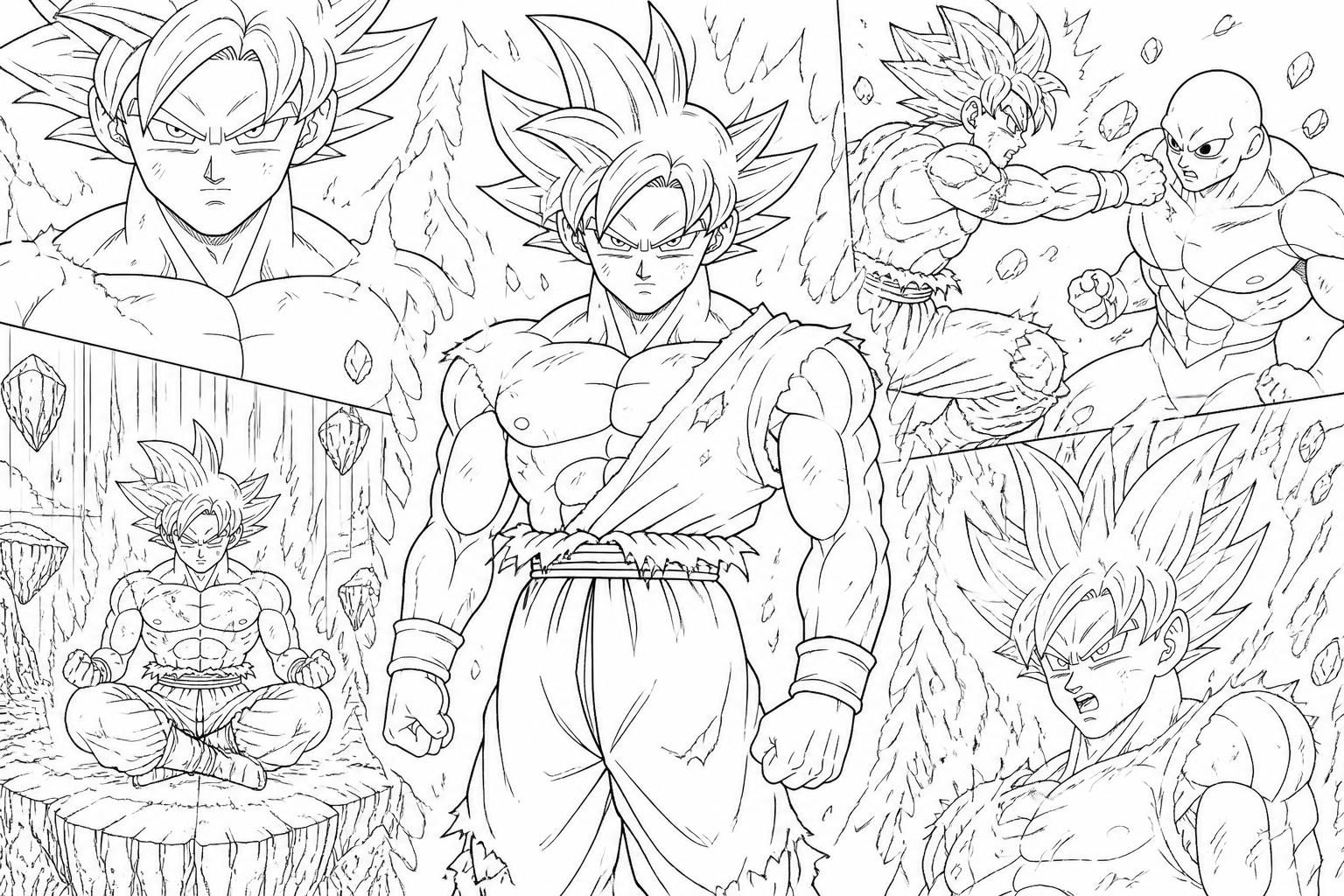 découvrez notre sélection de coloriages sangoku à imprimer, mettant en avant l'ultra instinct et ses scènes cultes pour des heures de créativité et de plaisir.