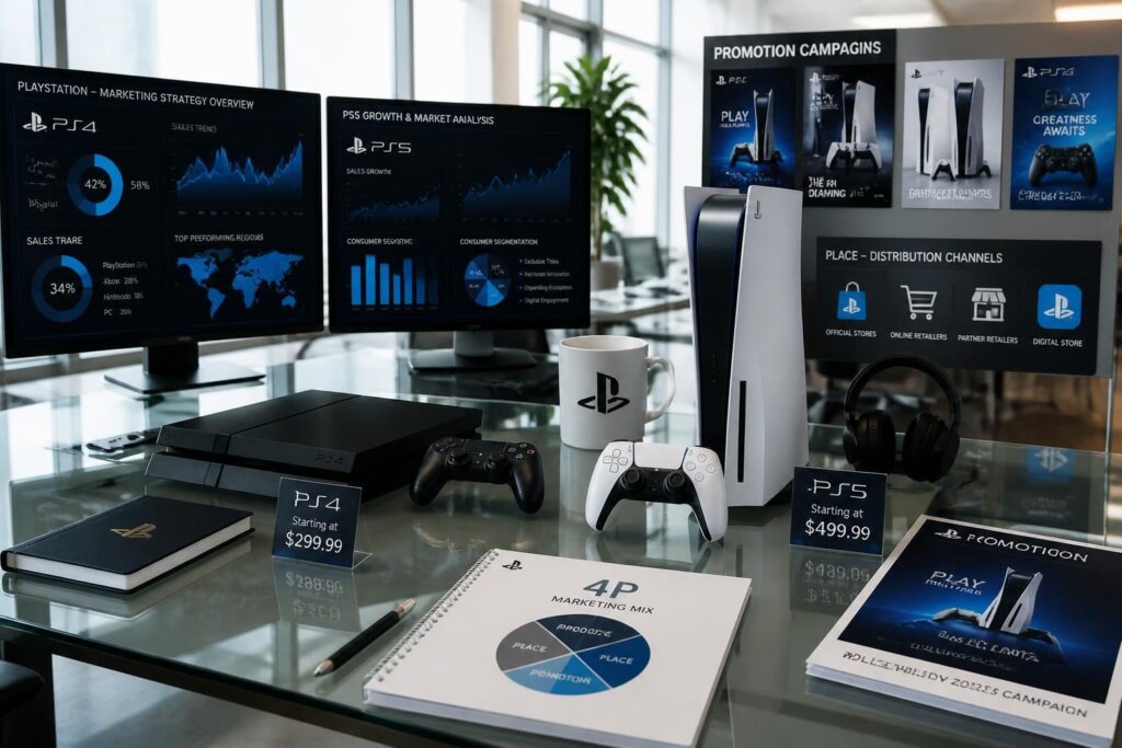 découvrez l'analyse détaillée du marketing mix de playstation, explorant les stratégies employées pour promouvoir les consoles ps4 et ps5 et maximiser leur succès sur le marché.