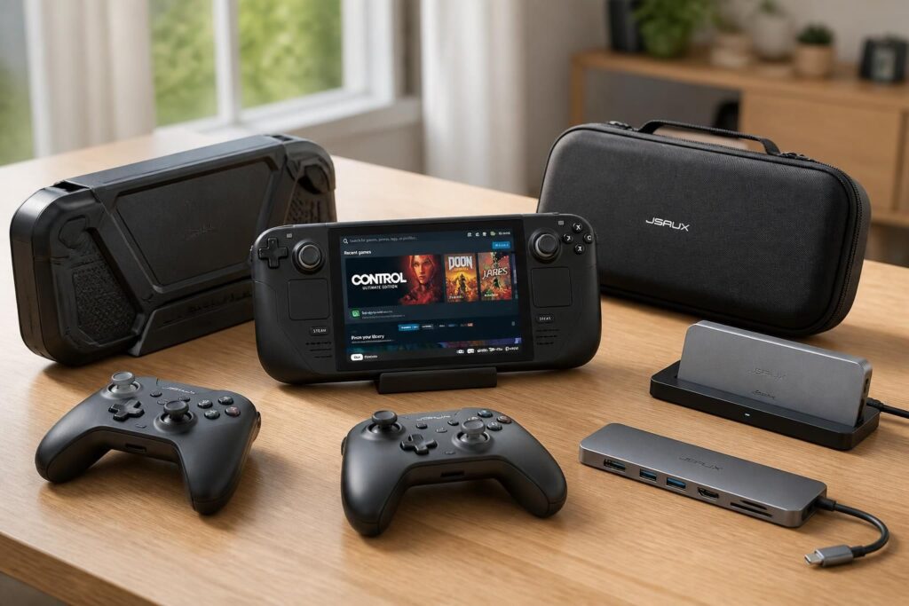 découvrez les accessoires indispensables pour optimiser votre steam deck et améliorer votre expérience de jeu portable avec confort et performance.