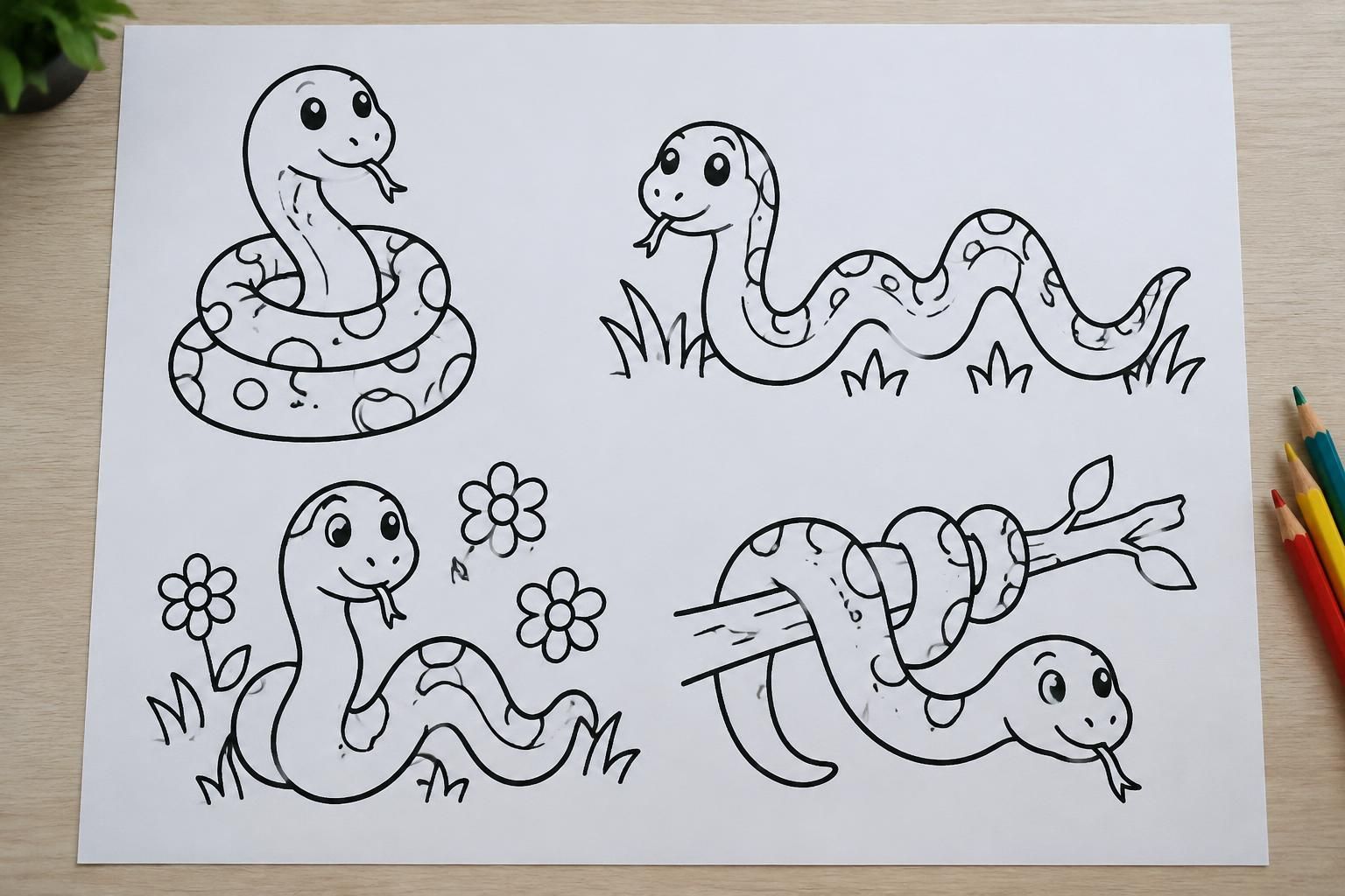 découvrez des coloriages de serpents faciles à imprimer pour les enfants : des modèles amusants à colorier pour stimuler leur créativité.