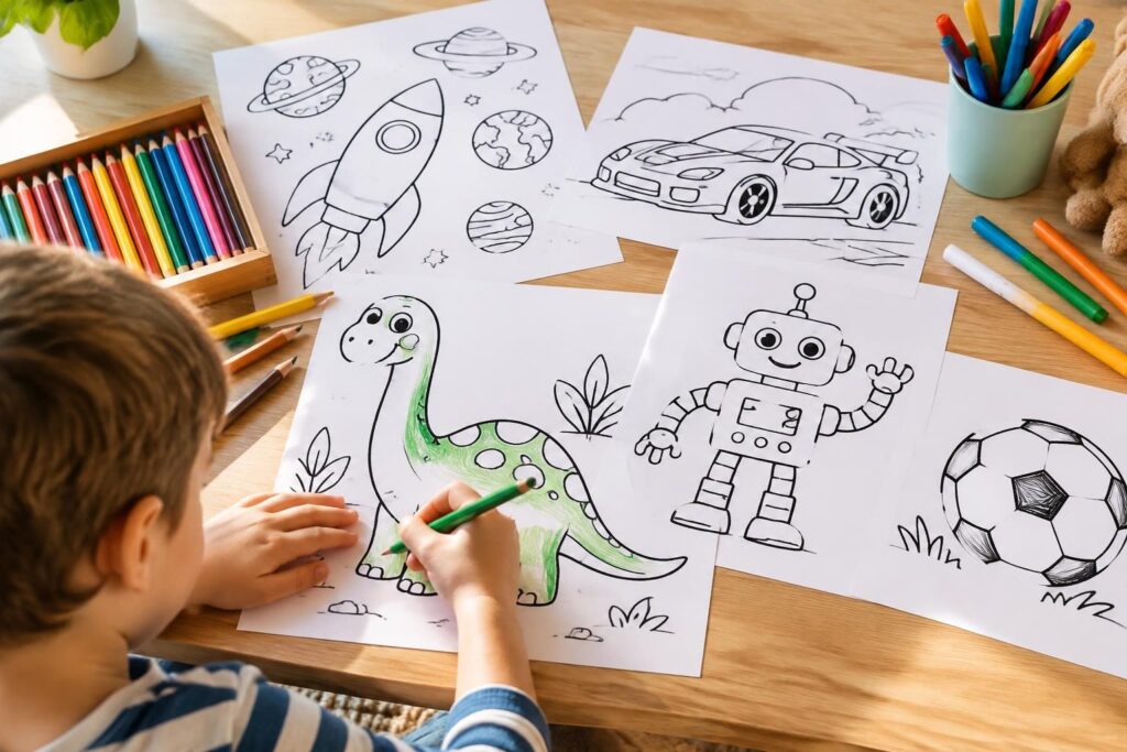 découvrez des coloriages pour garçons sur leurs thèmes préférés : véhicules, dinosaures, héros et aventures. des dessins amusants à imprimer gratuitement.